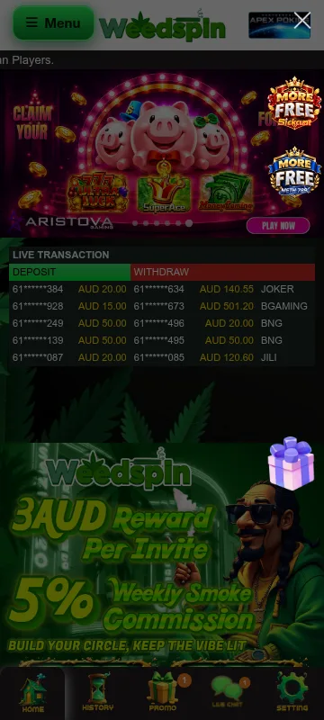 Weedspin Casino mobile browser view